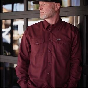 Dixxon Flannel Company Bordeaux PEARL SNAP Shirt‎ Men XXL Workwear Burgundy